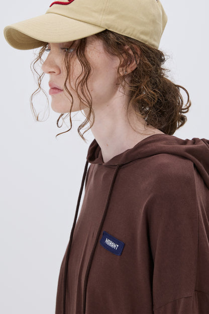 SOFT LAYERED HOODIE T-SHIRT BROWN