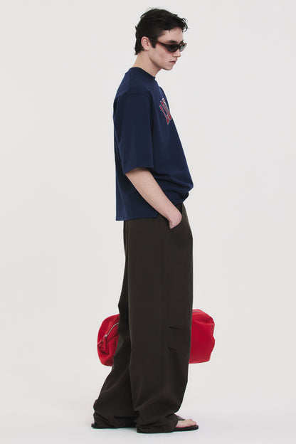 LINEN PINTUCK PANTS BROWN