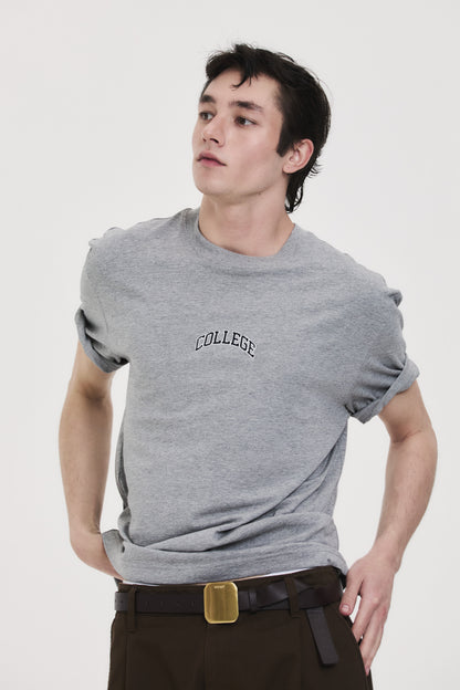 COLLEGE LOGO T-SHIRT GRAY