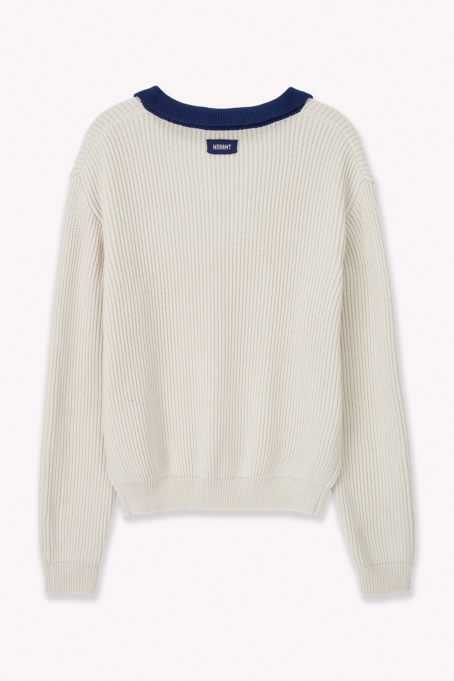 RIBBED V-NECK KNIT IVORY