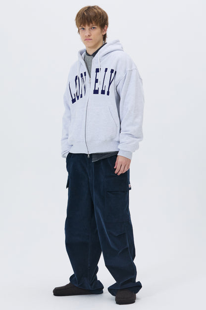 LONELY/LOVELY FELT HOODIE ZIP-UP ASH GRAY