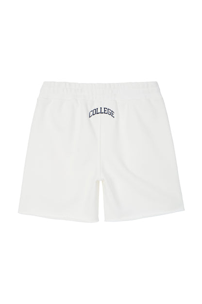 COLLEGE LOGO SWEAT SHORTS WHITE