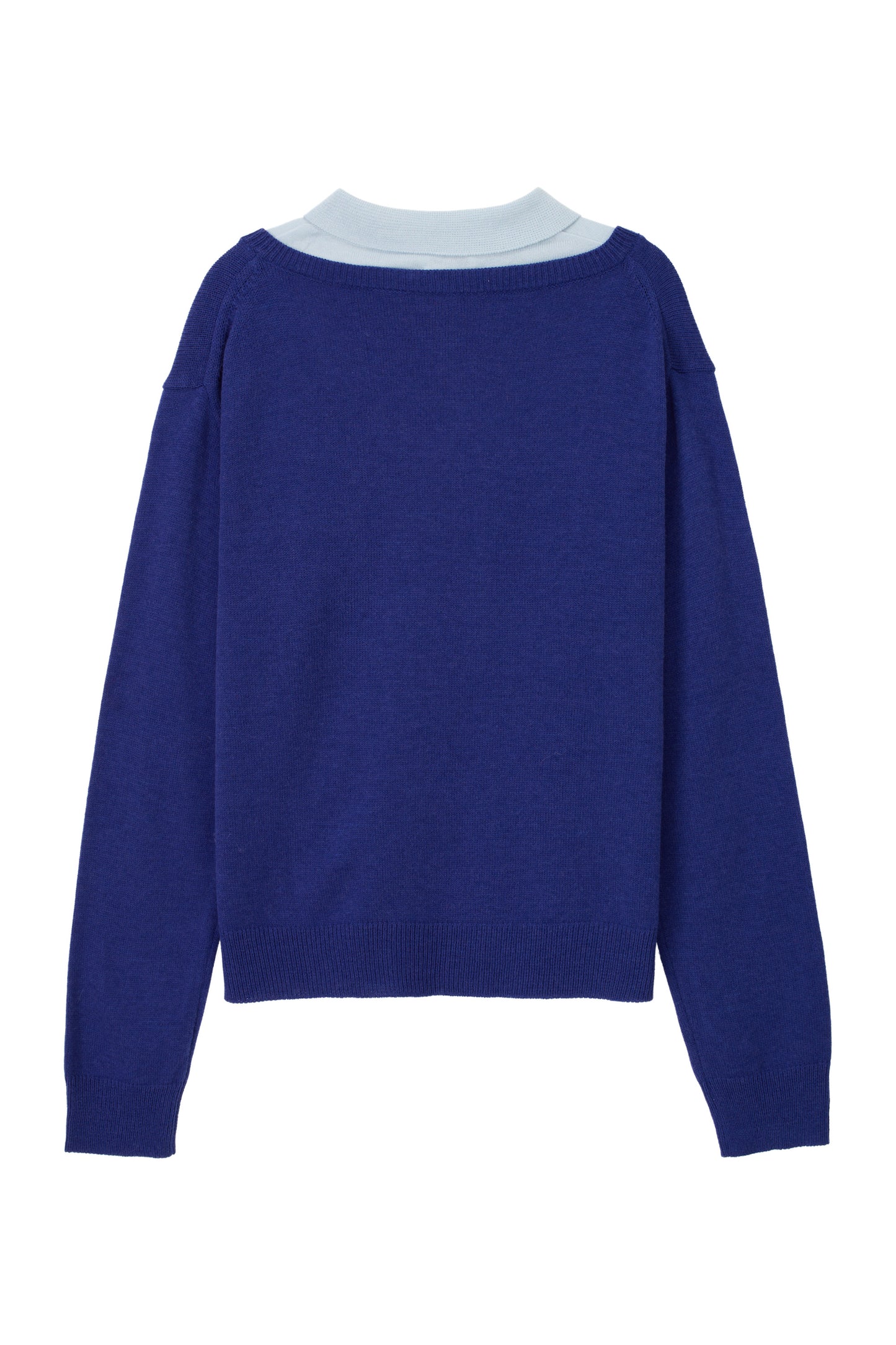 LAYERED V-NECK COLLAR KNIT BLUE