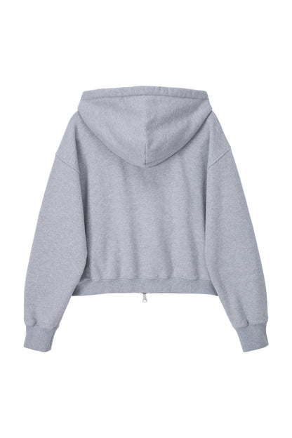 LONELY/LOVELY CROP HOODIE ZIP-UP GRAY