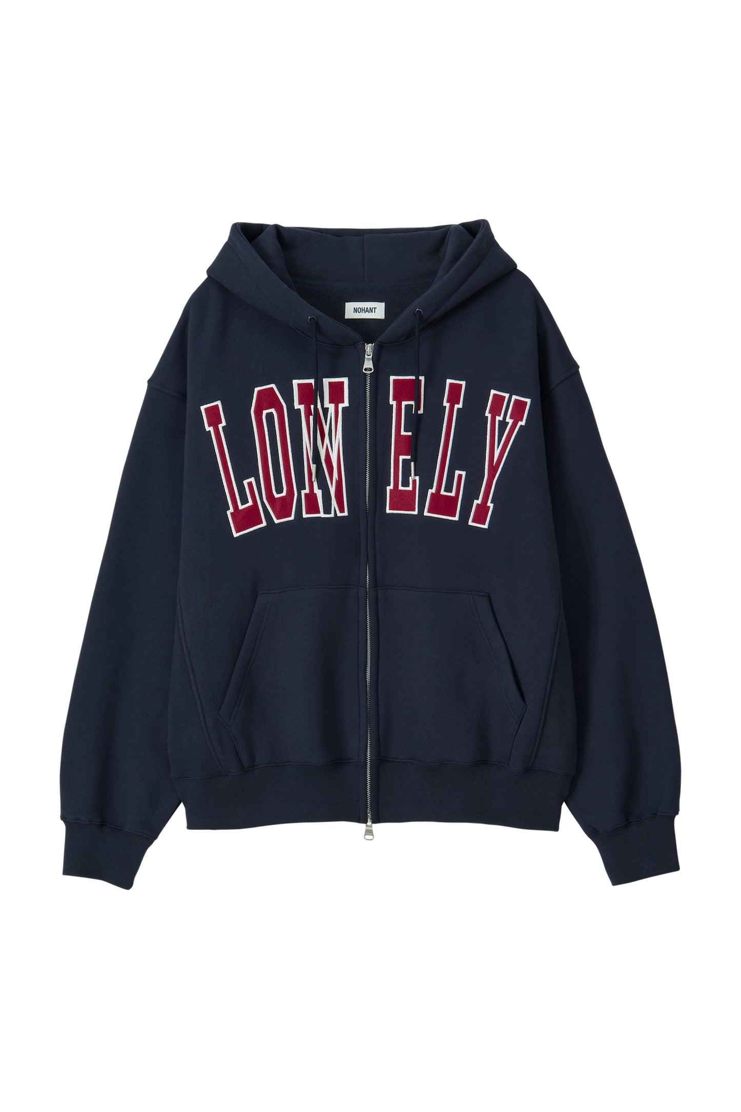 LONELY/LOVELY FELT HOODIE ZIP-UP NAVY