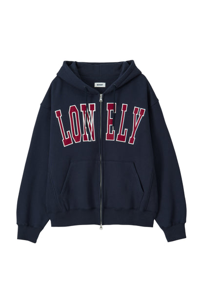 LONELY/LOVELY FELT HOODIE ZIP-UP NAVY