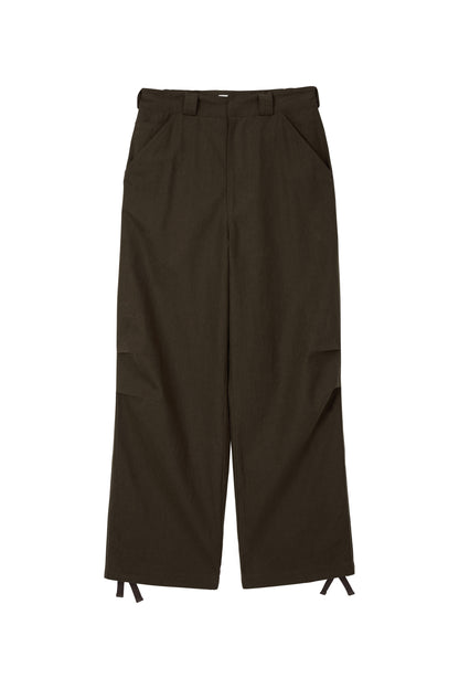LINEN PINTUCK PANTS BROWN