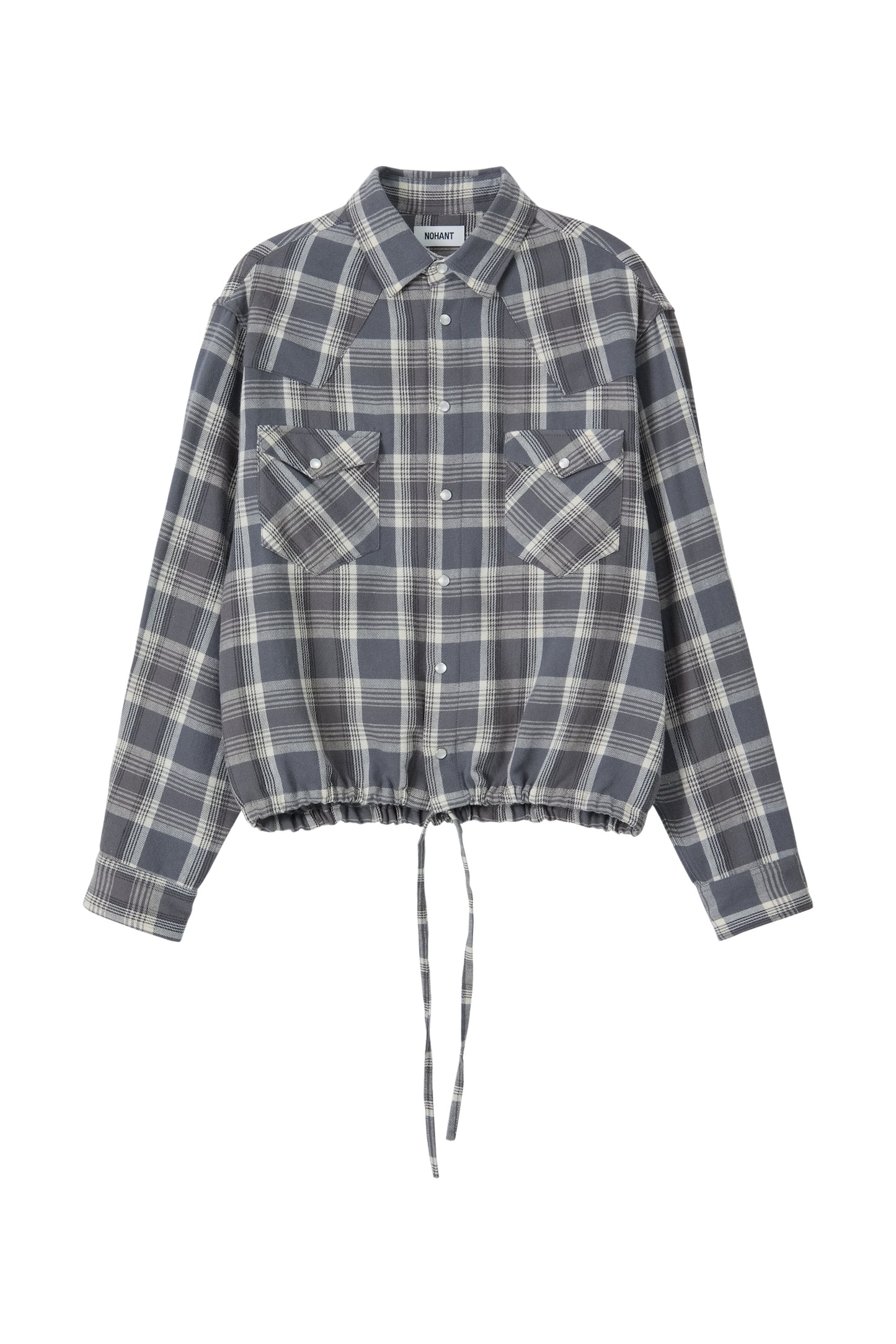 CROPPED WESTERN CHECK SHIRT GRAY