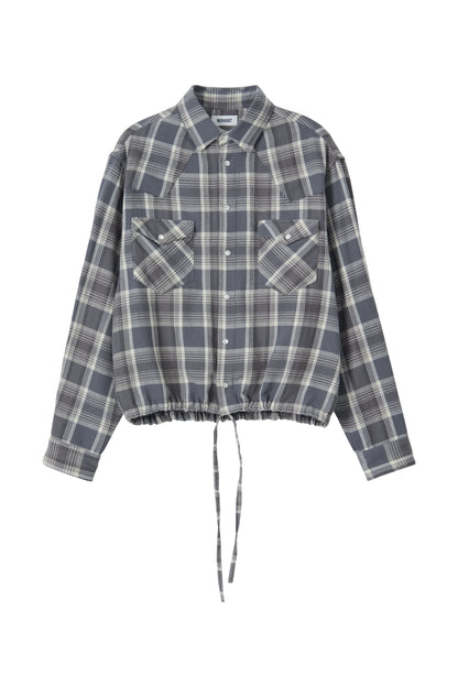 CROPPED WESTERN CHECK SHIRT GRAY