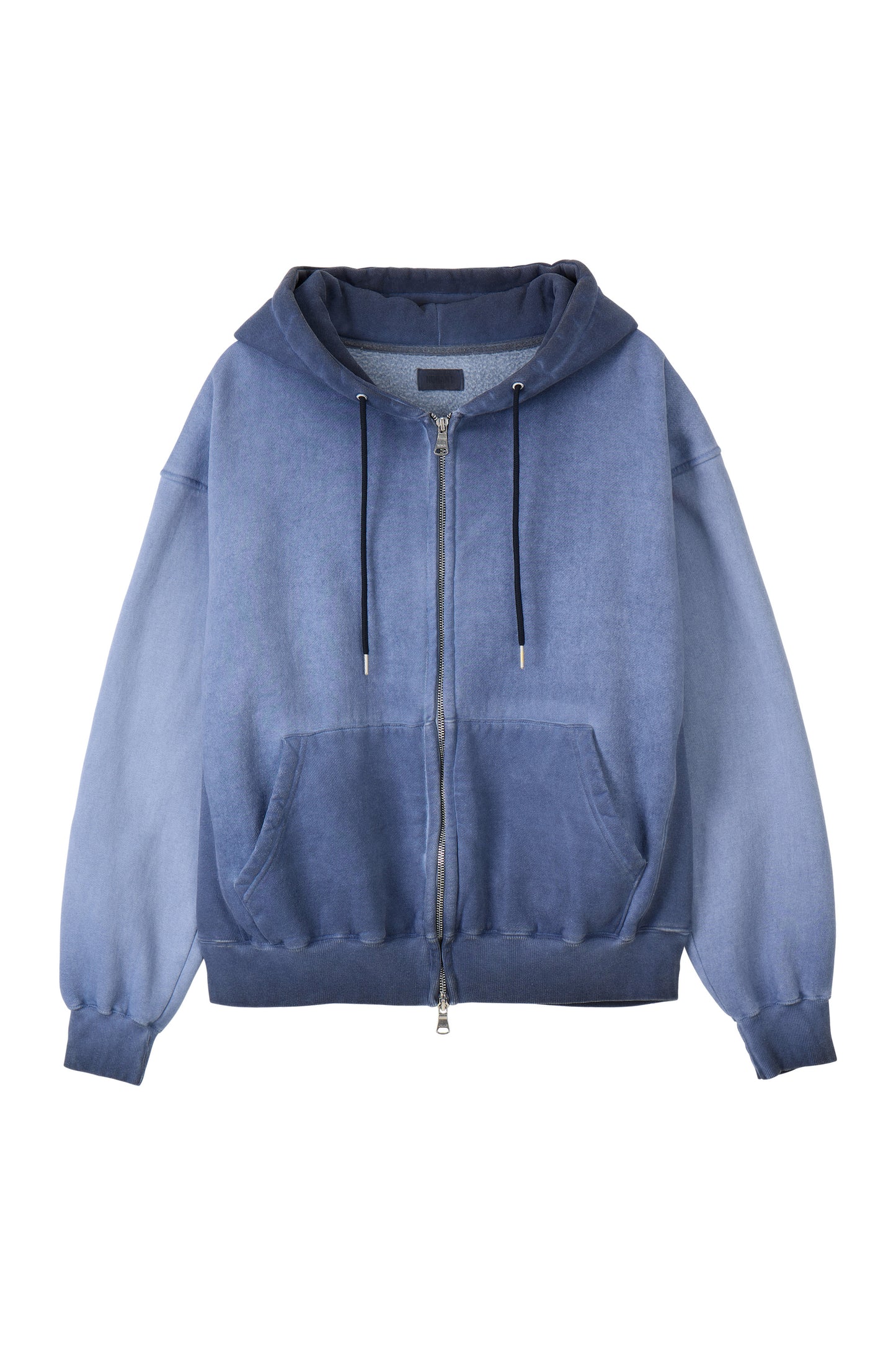 MINIMAL WASHED HOODIE ZIP-UP BLUE