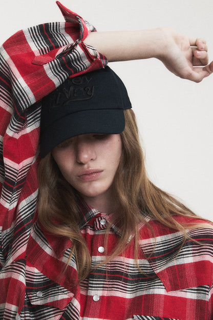 CROPPED WESTERN CHECK SHIRT RED