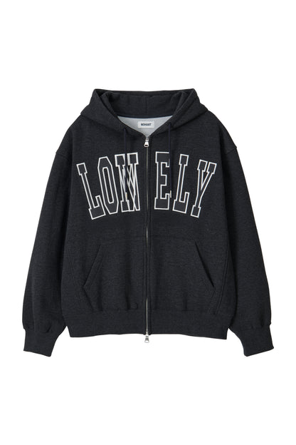 LONELY/LOVELY FLUFF HOODIE ZIP-UP CHARCOAL