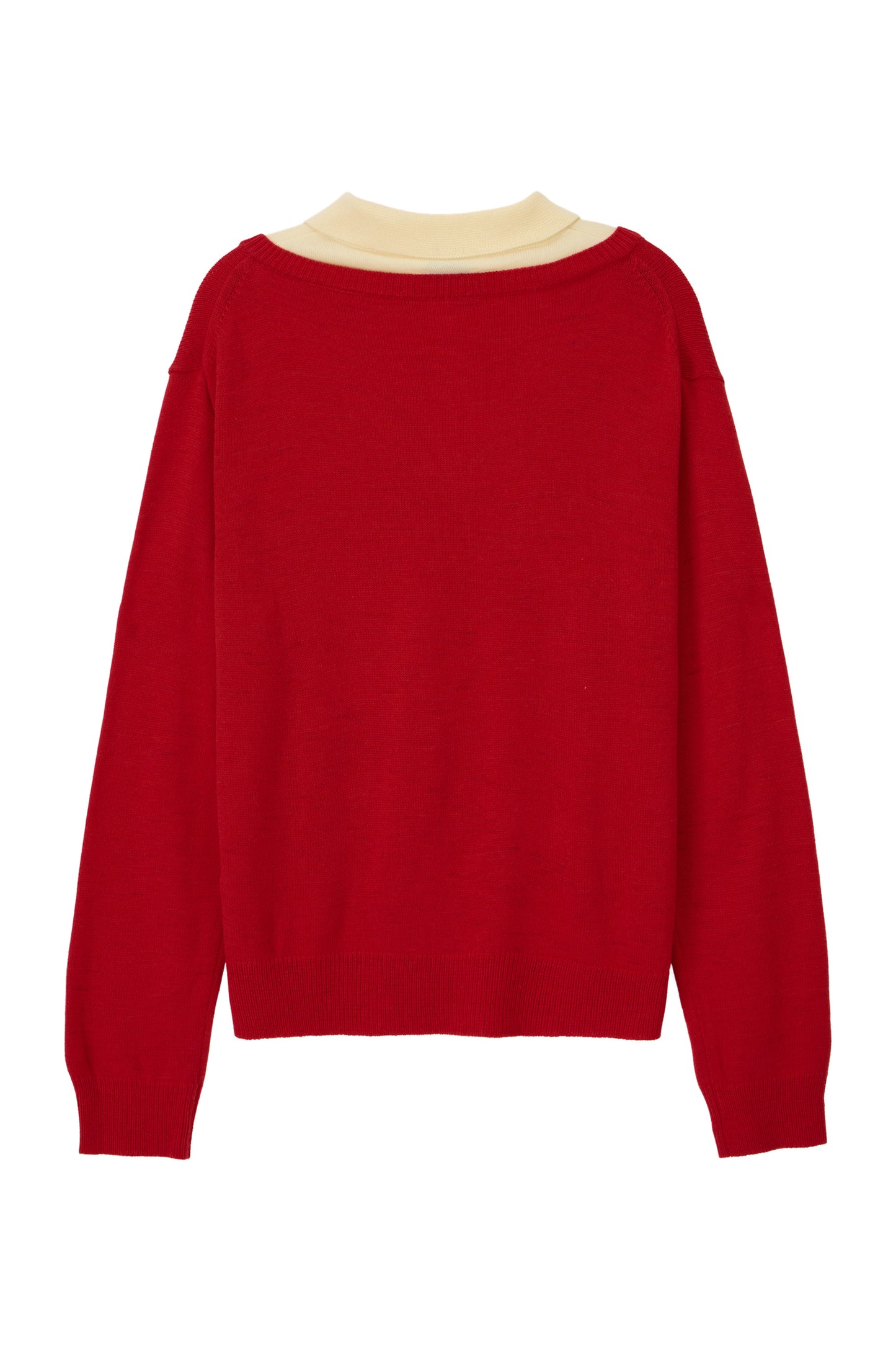 LAYERED V-NECK COLLAR KNIT RED