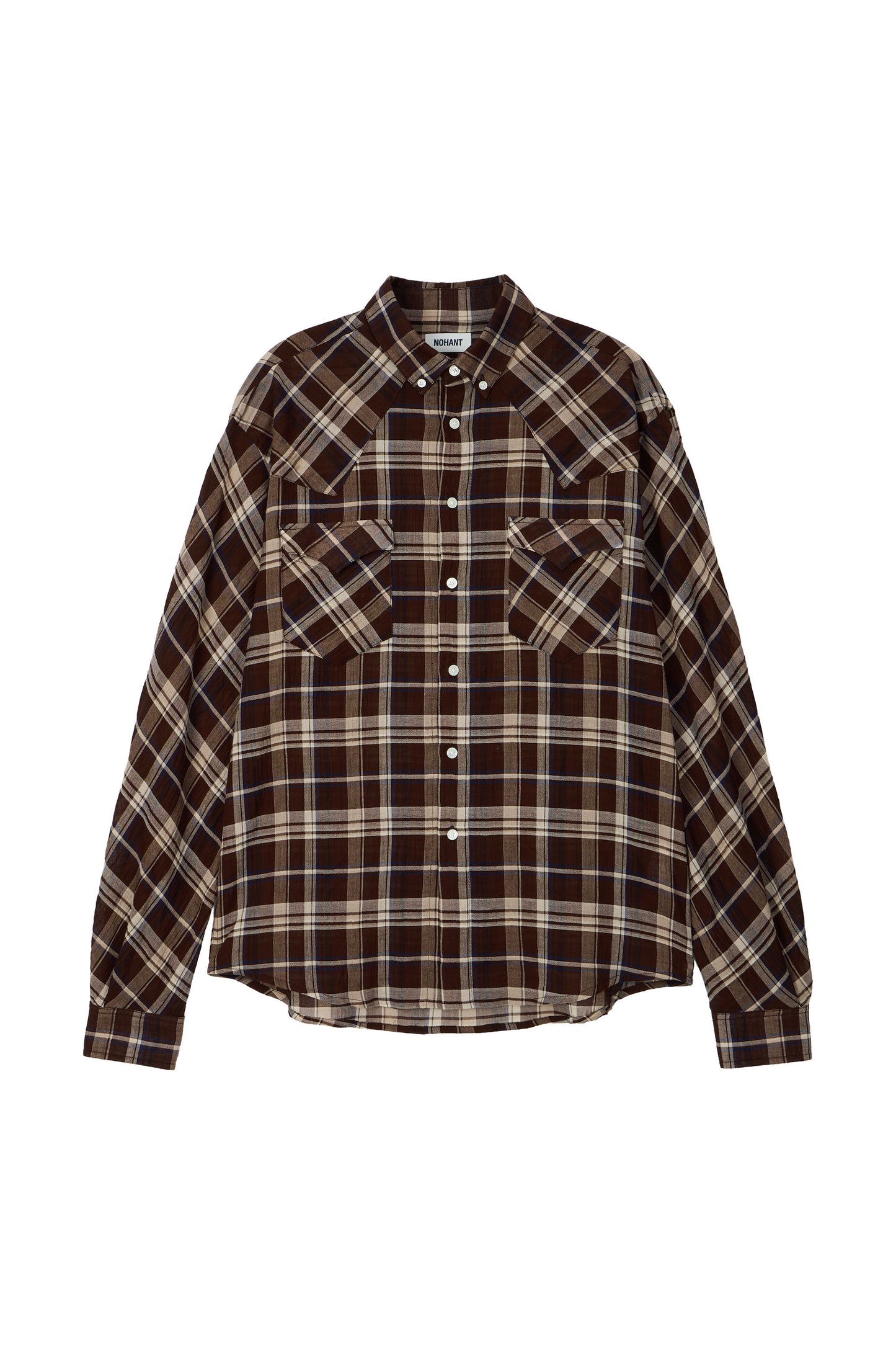 SOFT SHEER CHECK SHIRT BROWN