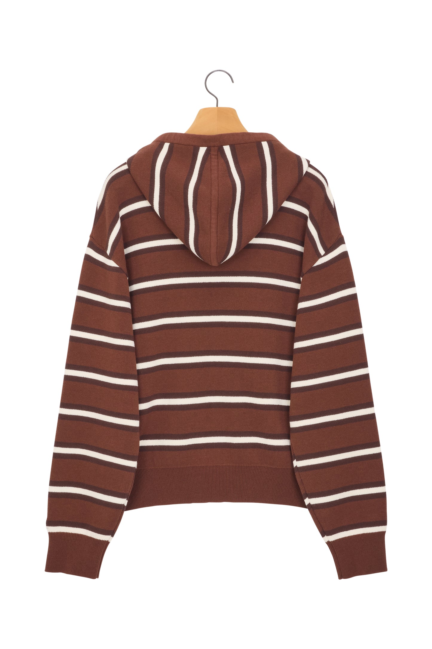 MULTI STRIPE KNIT HOODIE BROWN