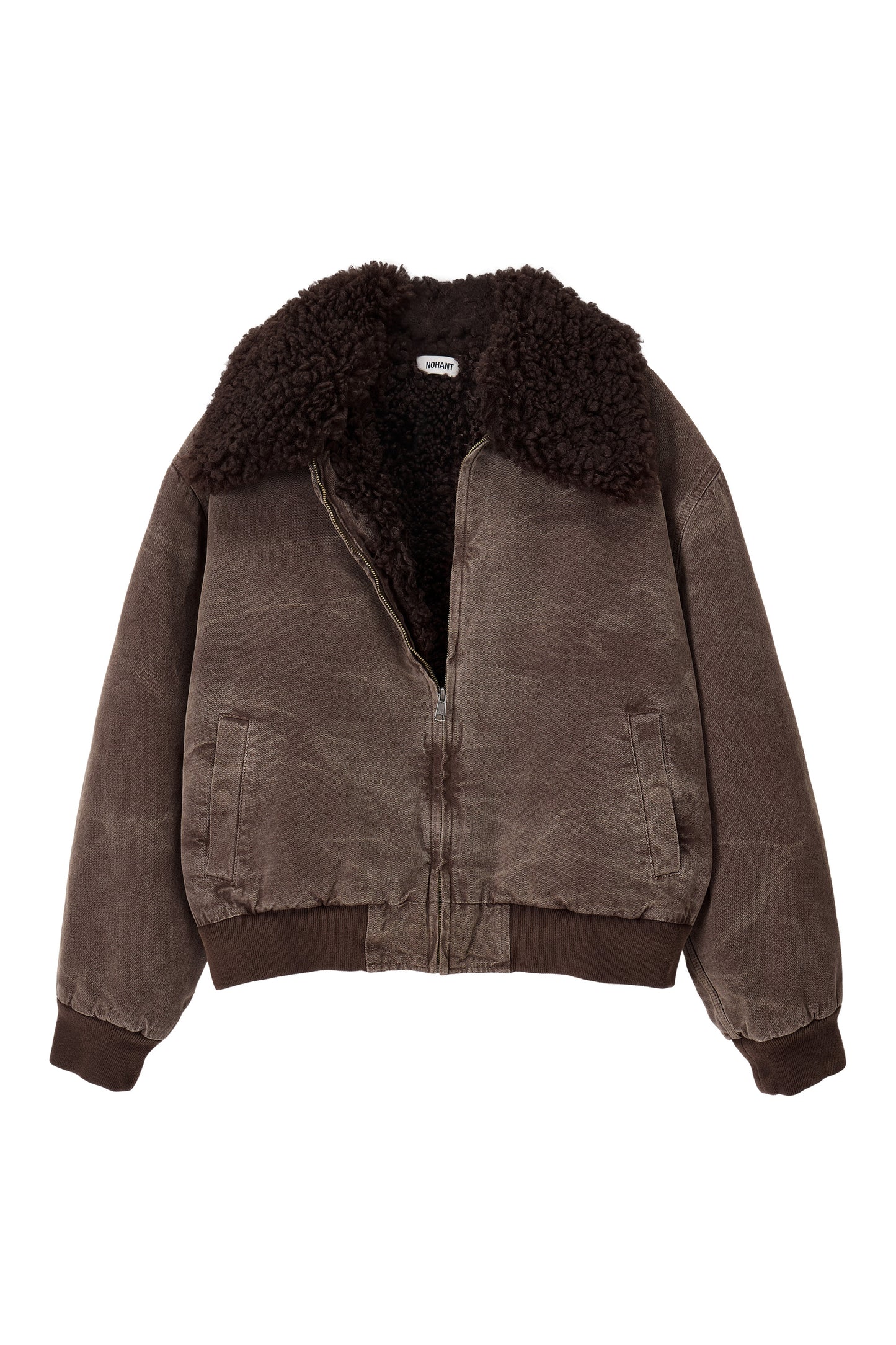 WASHED SHEARLING COLLAR BLOUSON BROWN