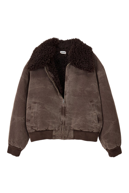 WASHED SHEARLING COLLAR BLOUSON BROWN