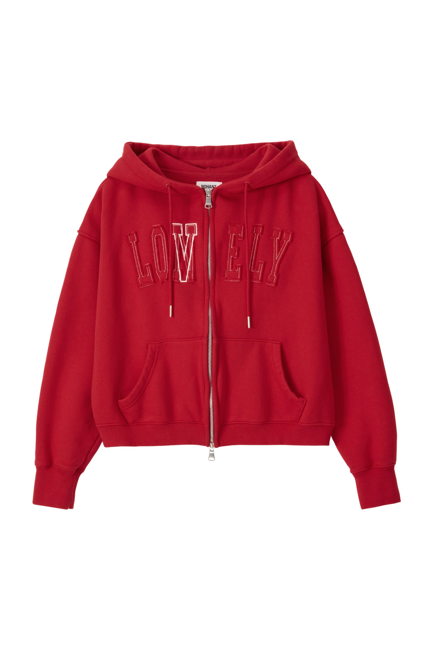 LONELY/LOVELY CROP HOODIE ZIP-UP RED