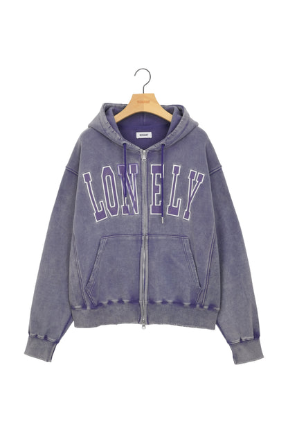 LONELY/LOVELY SALT WASHING HOODIE ZIP-UP INDIGO BLUE