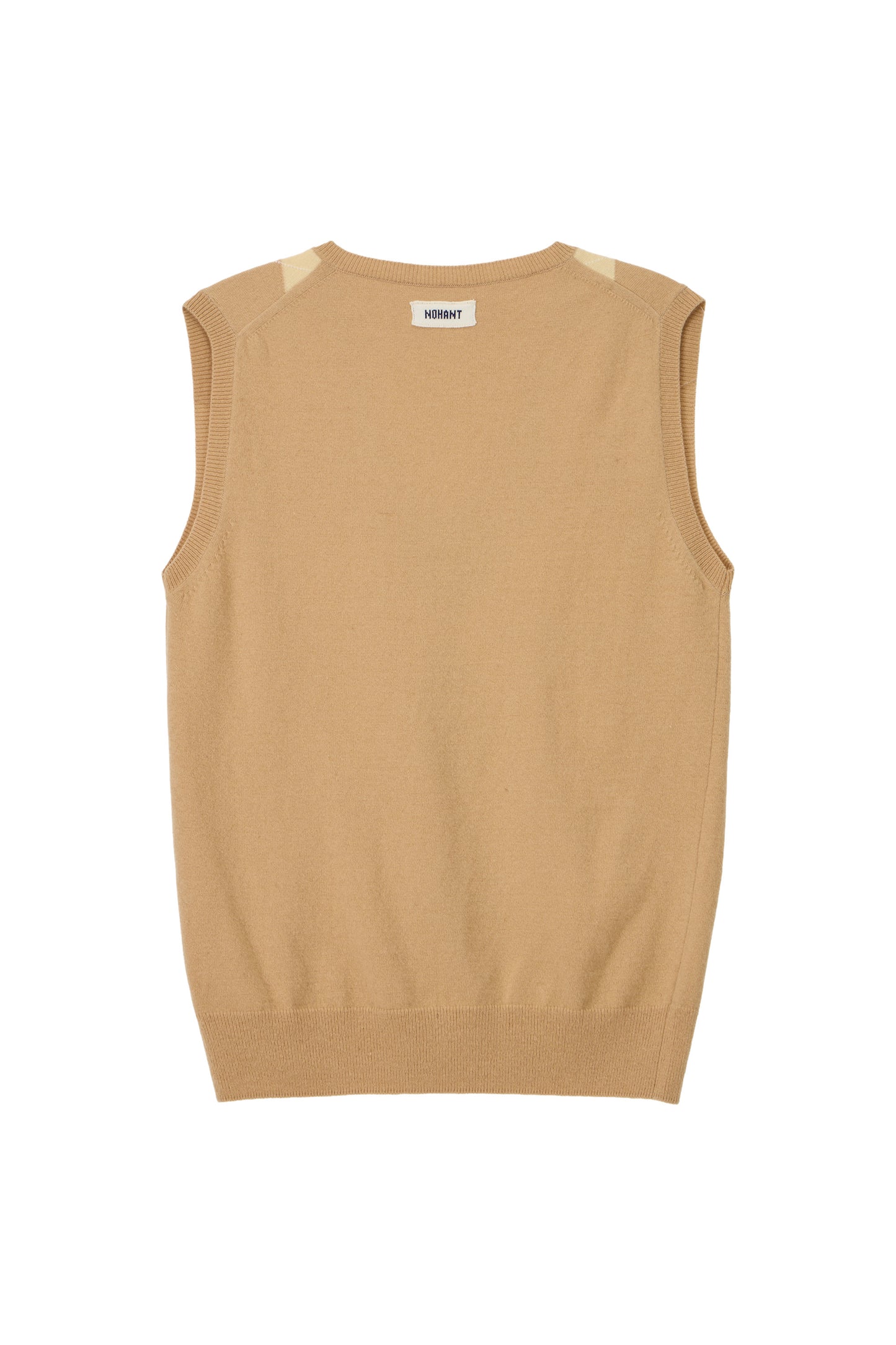 CASHMERE BLENDED ARGYLE VEST BEIGE