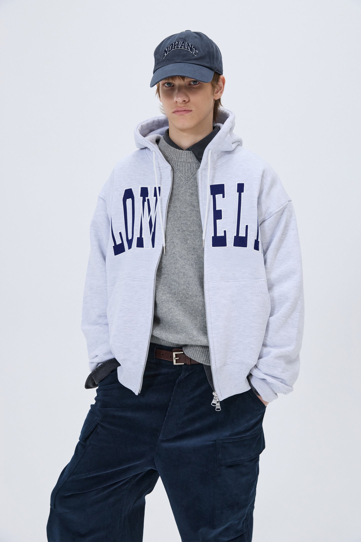 LONELY/LOVELY FELT HOODIE ZIP-UP ASH GRAY
