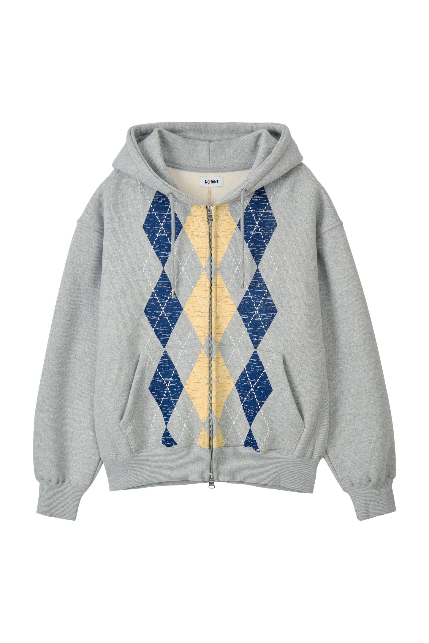 HEAVYWEIGHT ARGYLE HOODIE ZIP-UP GRAY