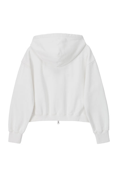 LONELY/LOVELY CROP HOODIE ZIP-UP WHITE