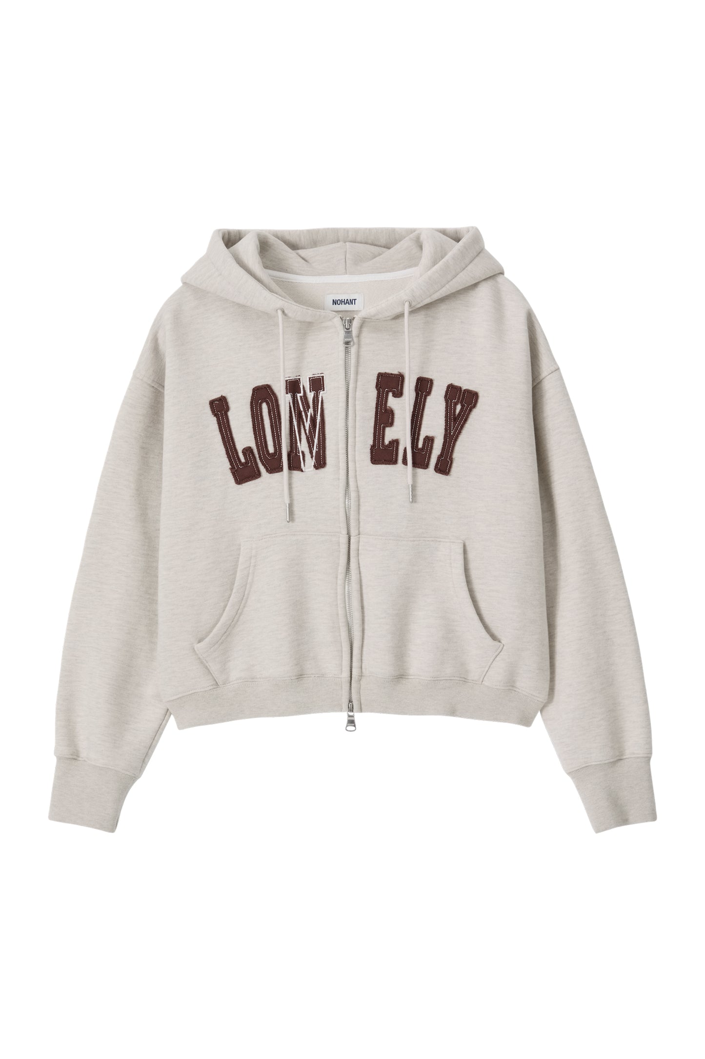 LONELY/LOVELY CROP HOODIE ZIP-UP OATMEAL