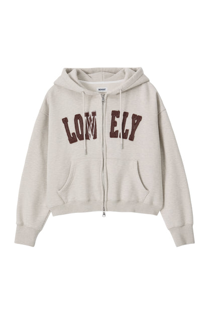LONELY/LOVELY CROP HOODIE ZIP-UP OATMEAL