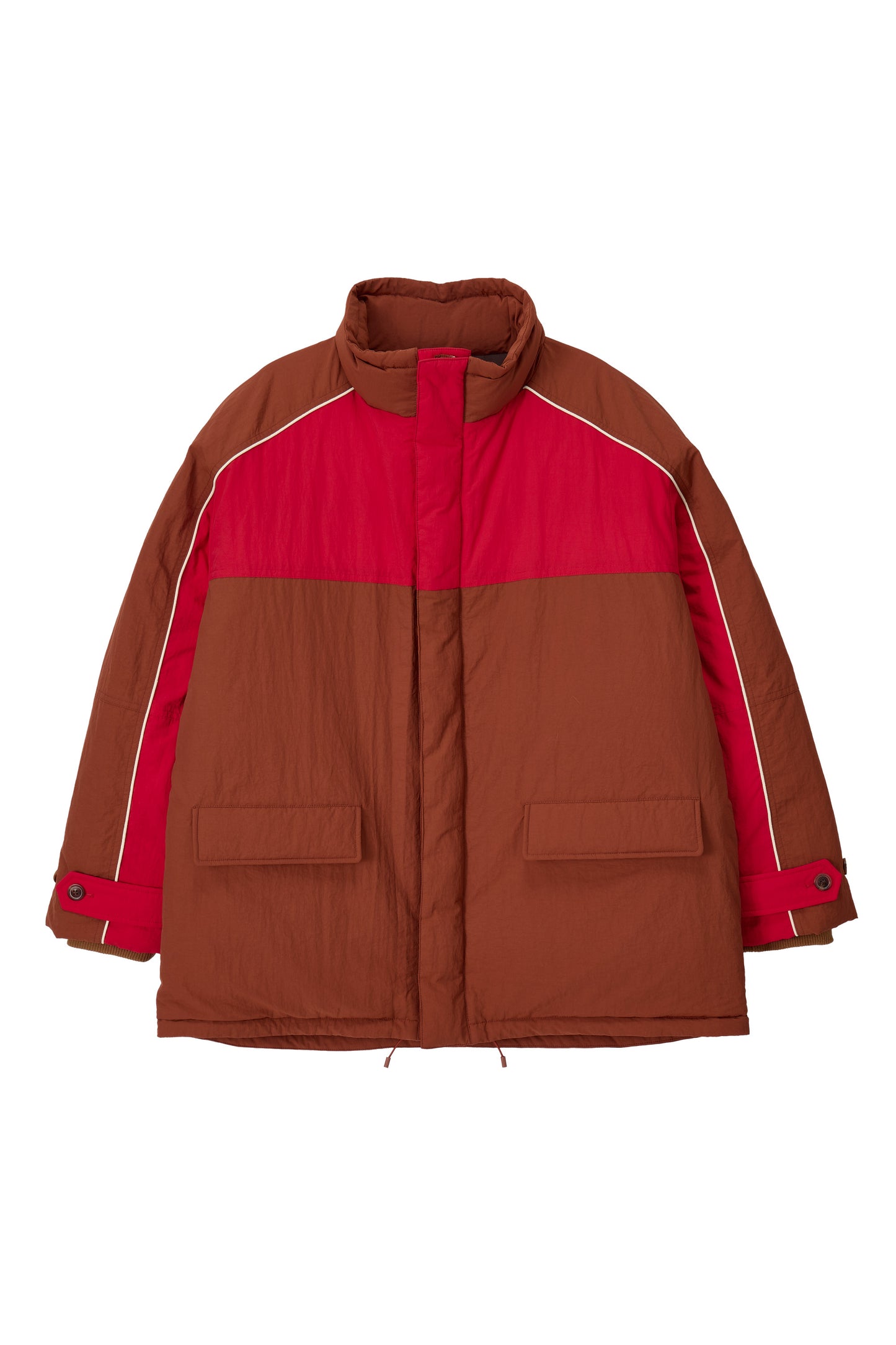 COLOR BLOCK PADDING JUMPER BROWN