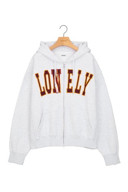 LONELY/LOVELY SALT WASHING HOODIE ZIP-UP ASH GRAY