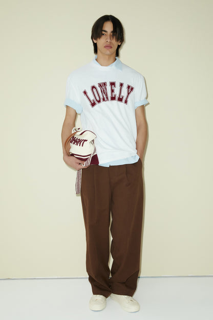 LONELY/LOVELY SHORT SLEEVE T SHIRT WHITE BURGUNDY