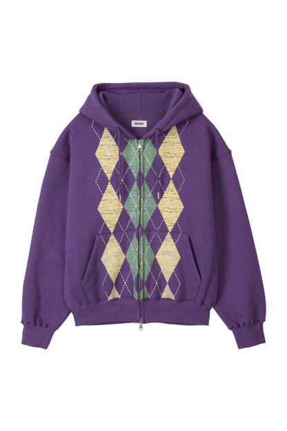 HEAVYWEIGHT ARGYLE HOODIE ZIP-UP PURPLE