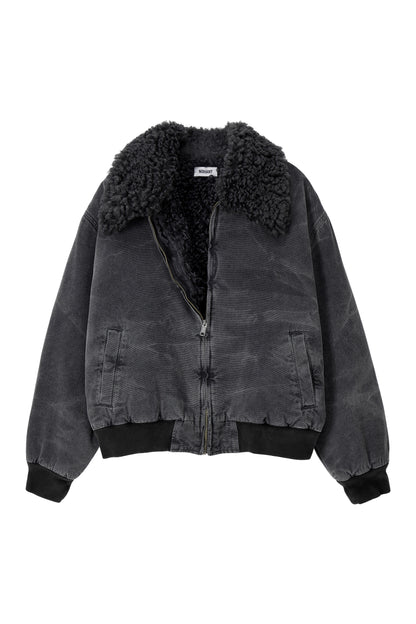 WASHED SHEARLING COLLAR BLOUSON CHARCOAL