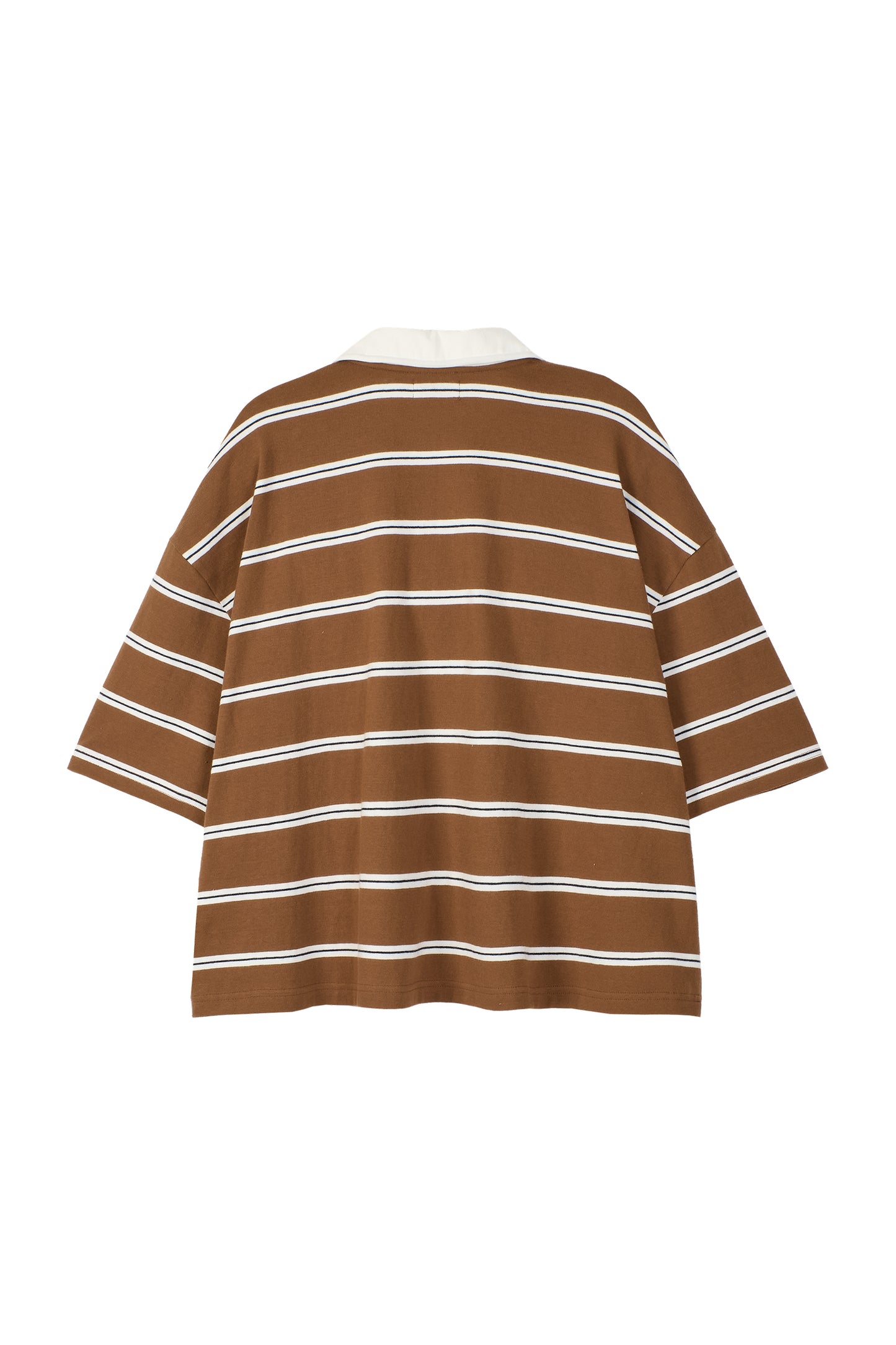 WIRE STRIPE RUGBY SHORT SLEEVE T-SHIRT BROWN