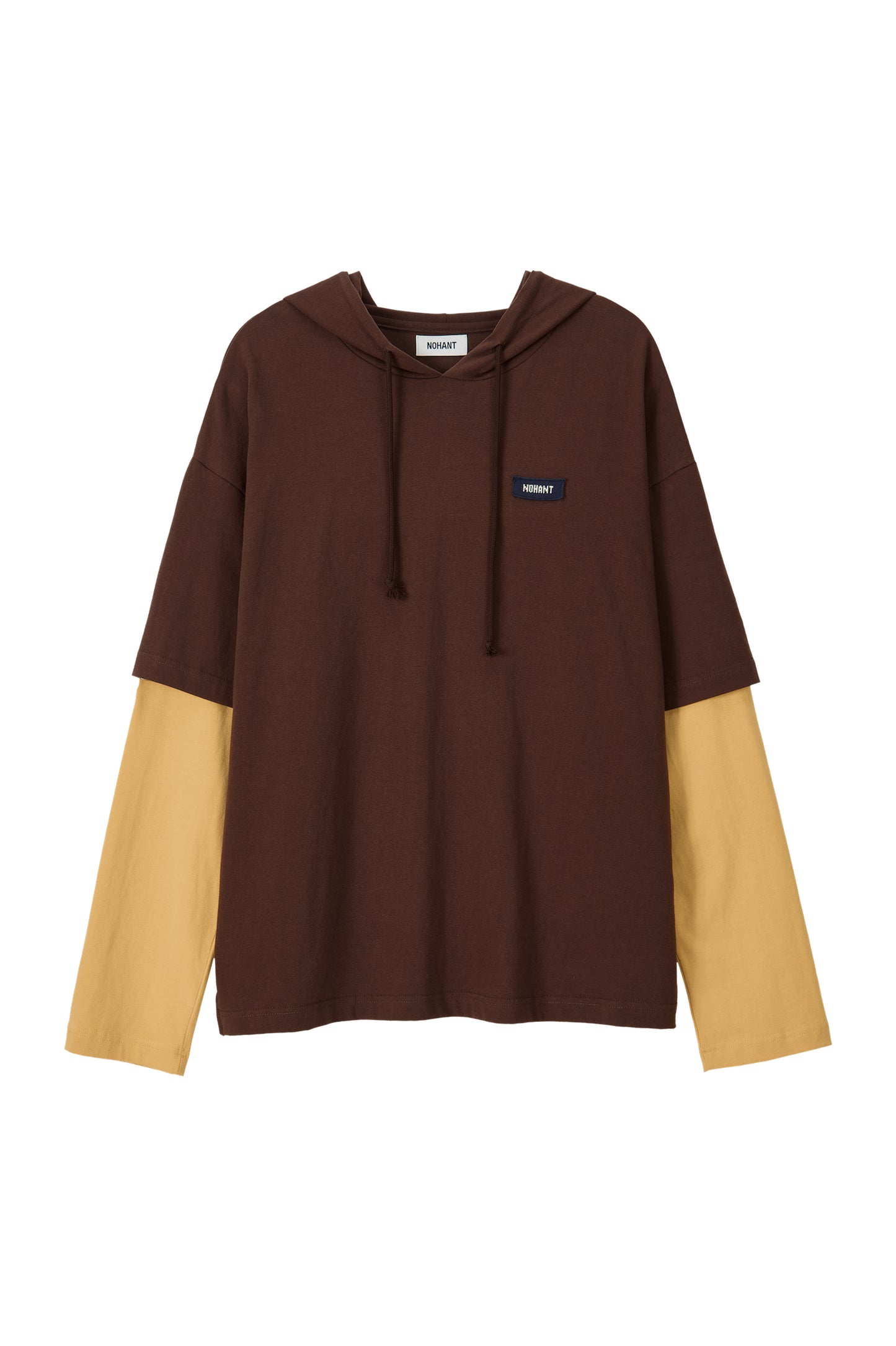 SOFT LAYERED HOODIE T-SHIRT BROWN