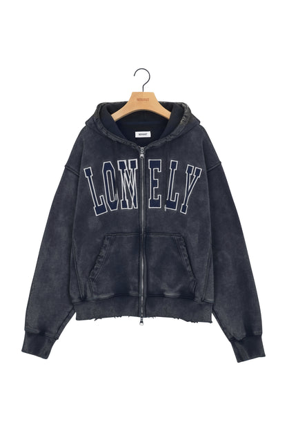 LONELY/LOVELY SALT WASHING HOODIE ZIP-UP NAVY