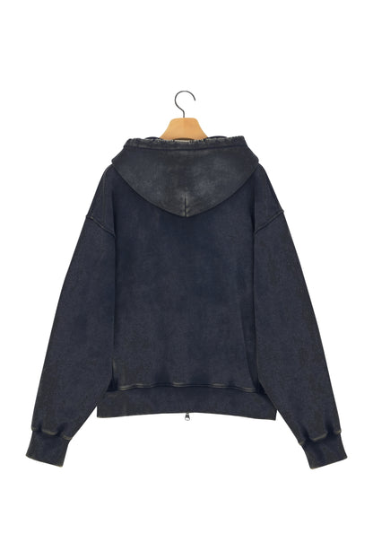 LONELY/LOVELY SALT WASHING HOODIE ZIP-UP NAVY