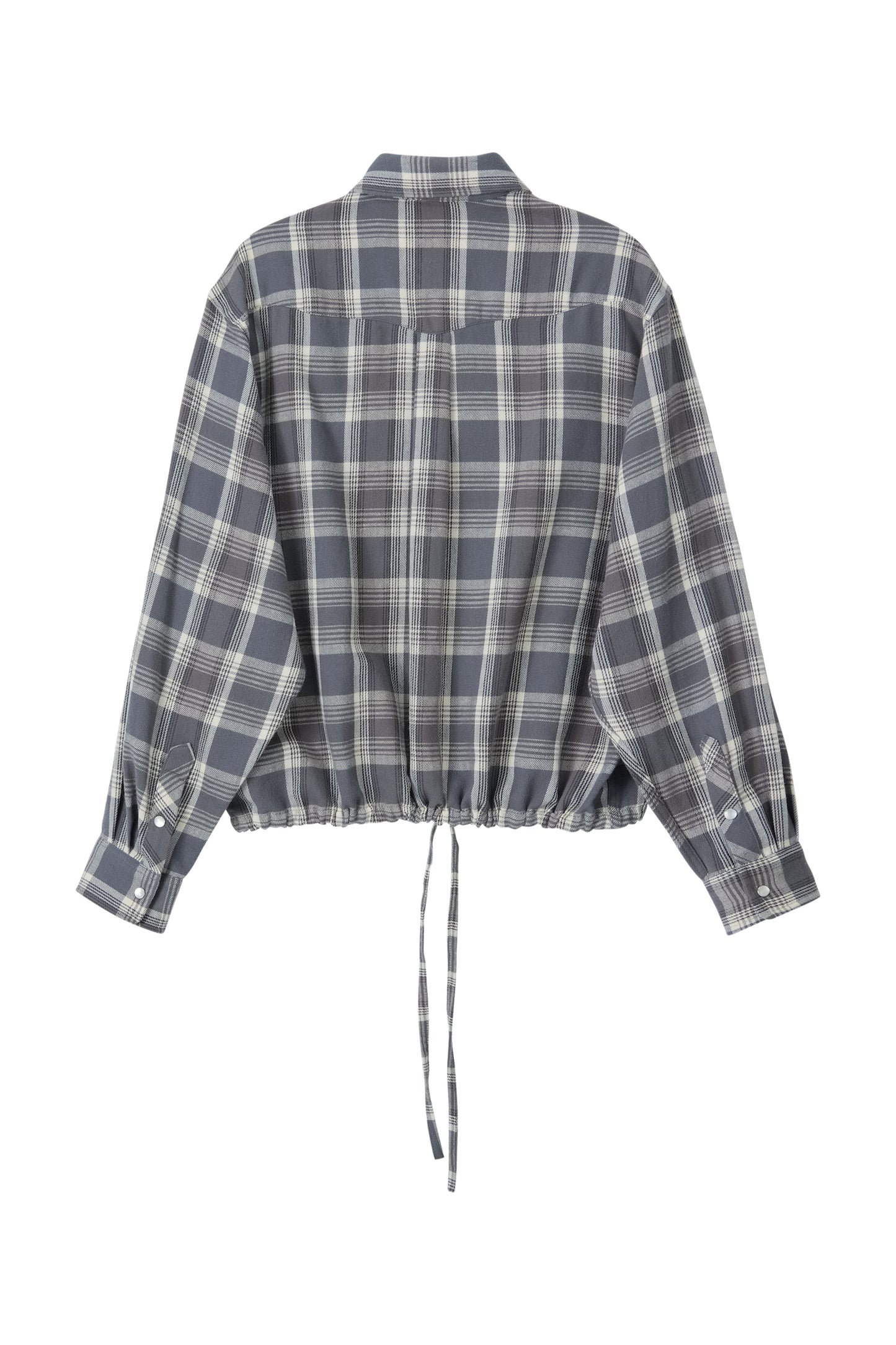 CROPPED WESTERN CHECK SHIRT GRAY