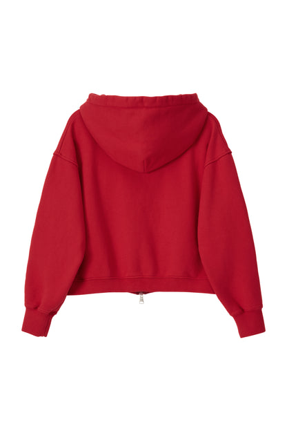 LONELY/LOVELY CROP HOODIE ZIP-UP RED