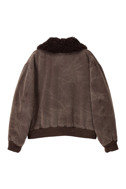 WASHED SHEARLING COLLAR BLOUSON BROWN
