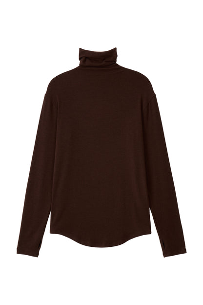SOFT TURTLENECK T-SHIRT BROWN