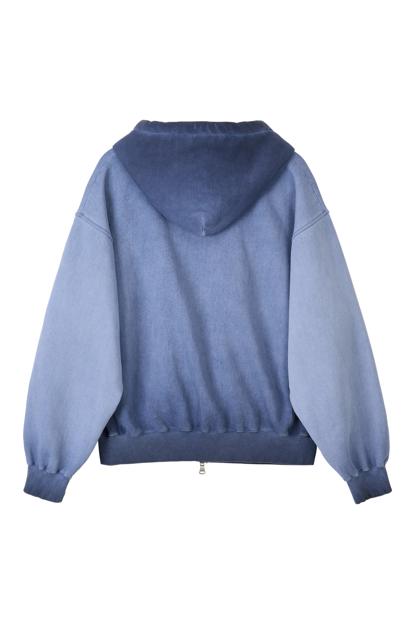 MINIMAL WASHED HOODIE ZIP-UP BLUE
