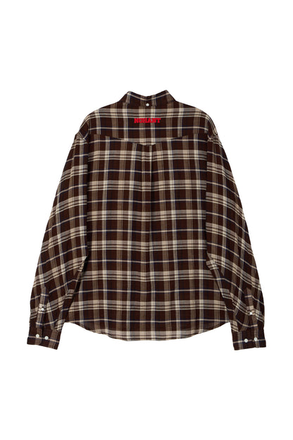 SOFT SHEER CHECK SHIRT BROWN