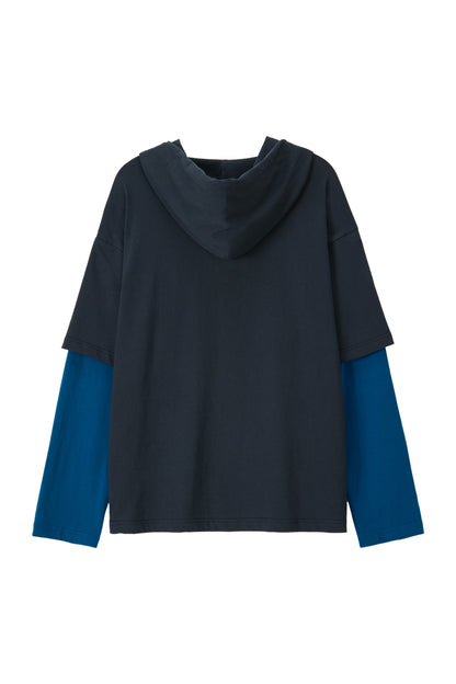SOFT LAYERED HOODIE T-SHIRT NAVY
