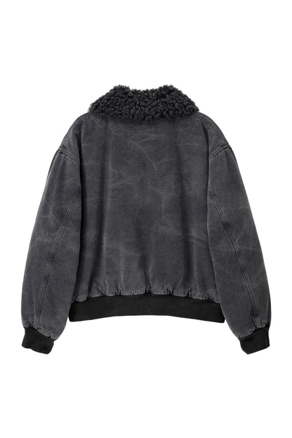 WASHED SHEARLING COLLAR BLOUSON CHARCOAL