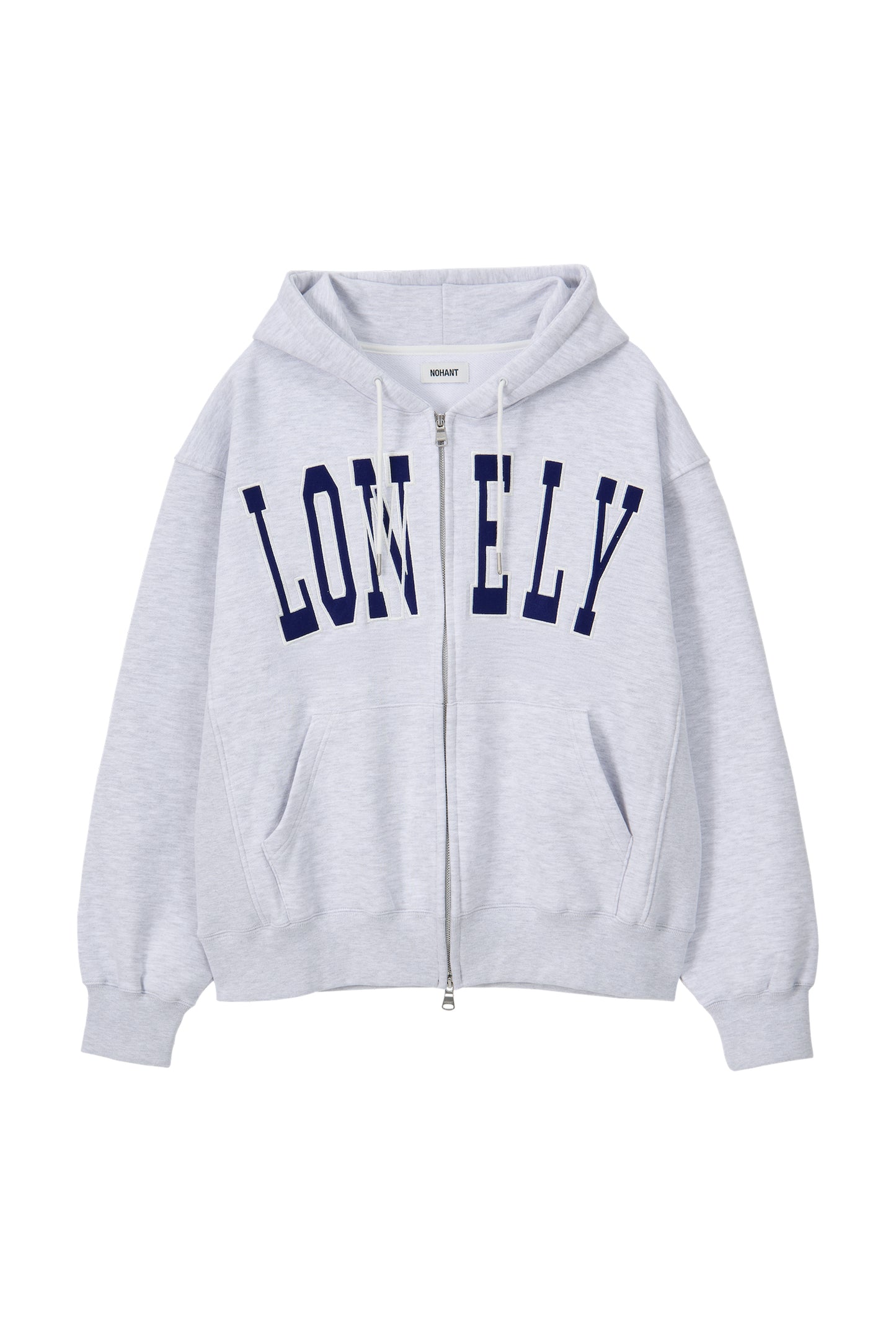 LONELY/LOVELY FELT HOODIE ZIP-UP ASH GRAY