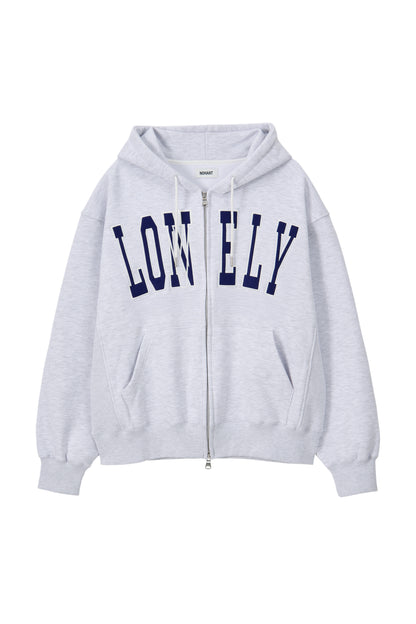 LONELY/LOVELY FELT HOODIE ZIP-UP ASH GRAY