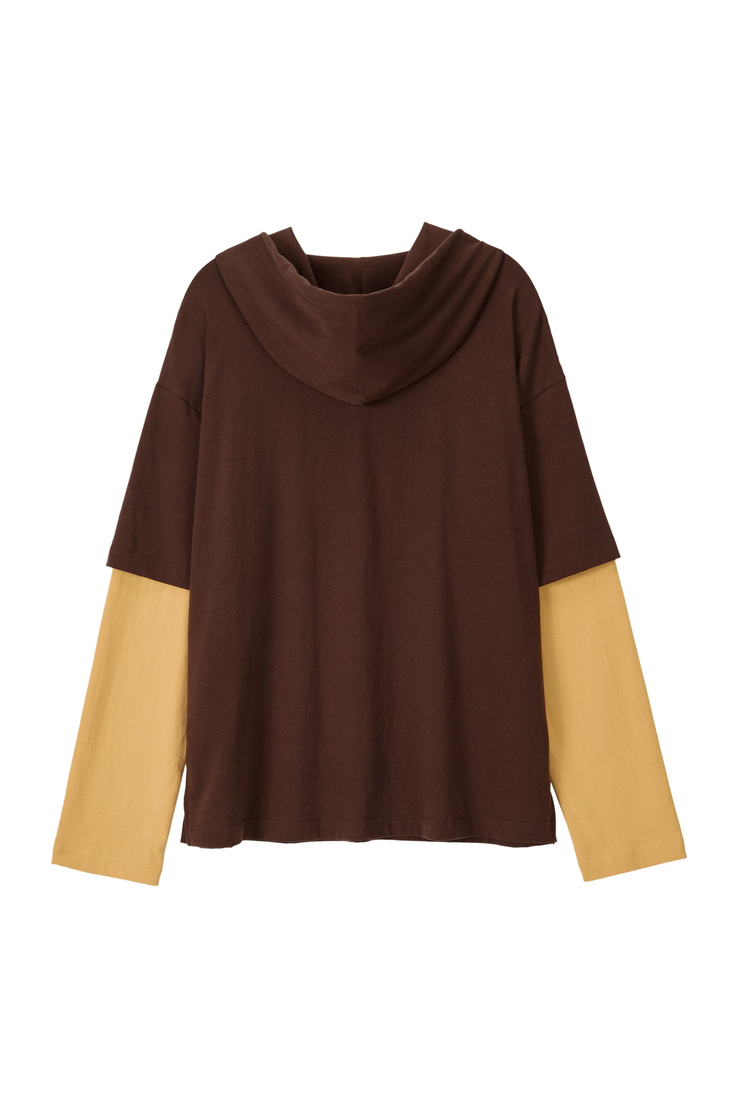 SOFT LAYERED HOODIE T-SHIRT BROWN