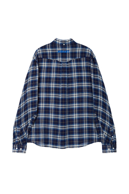 SOFT SHEER CHECK SHIRT NAVY